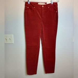 NWT Soft Surroundings Skinny Full Length Corduroy Pants 8 Petite Rust Red
